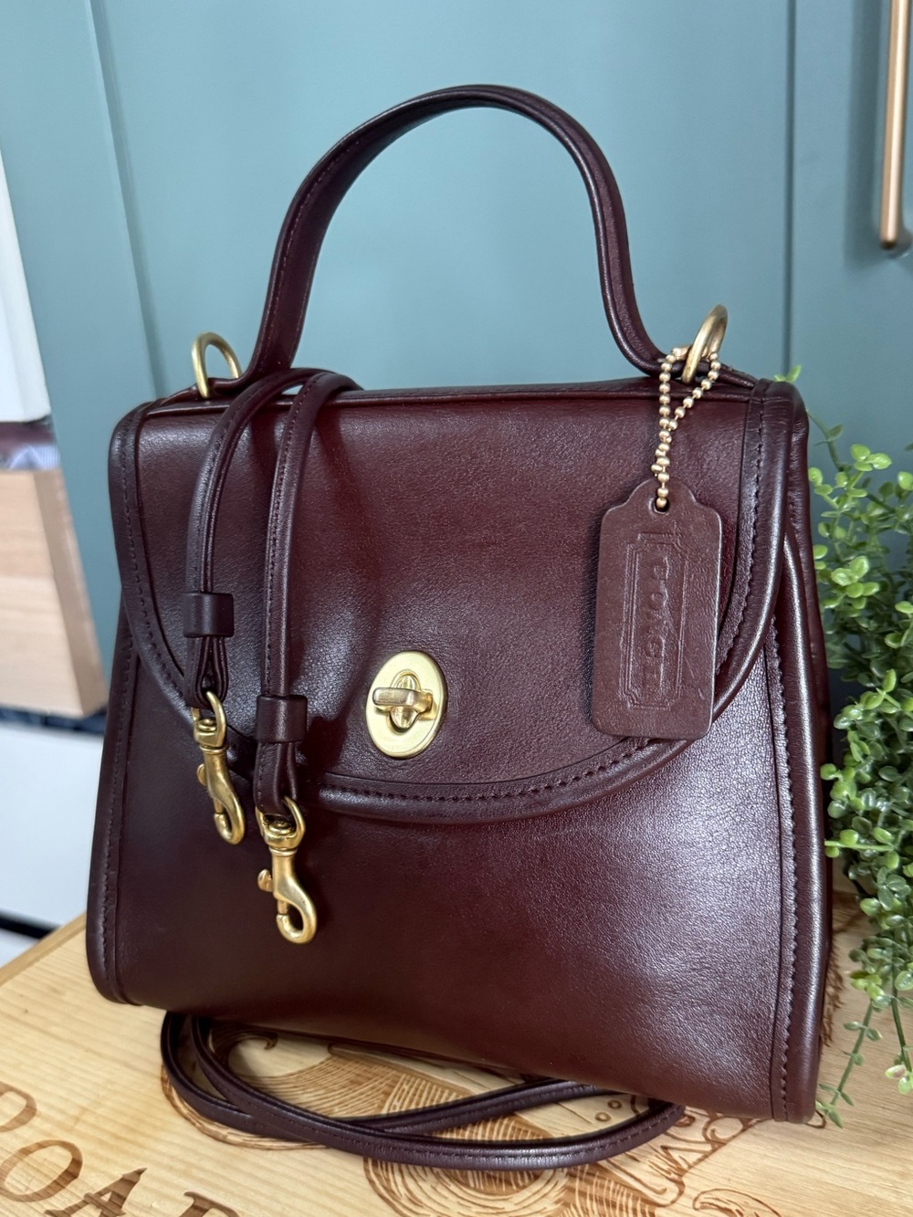Vintage COACH Regina 9983 in Mahogany  Brown Gloved Tanned Leather Crossbody A++